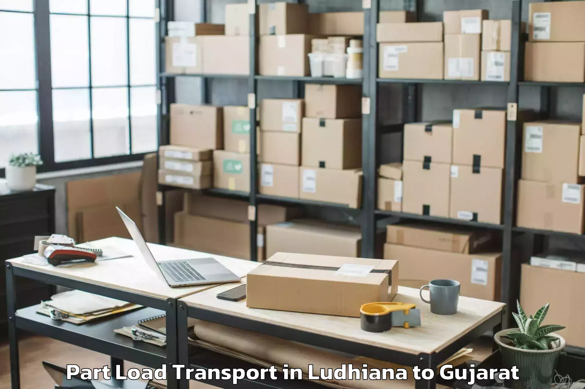 Leading Ludhiana to Kadi Part Load Transport Provider